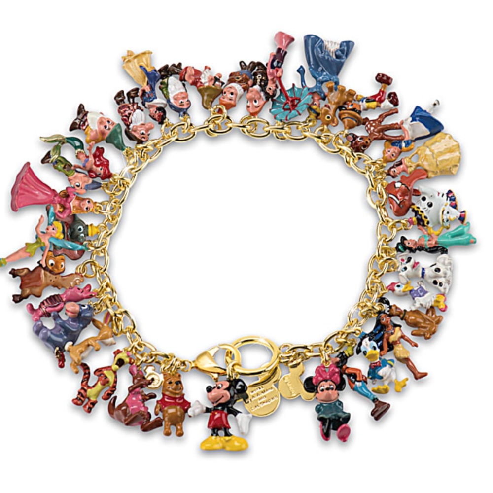 Disney Bradford Exchange Ultimate Disney Gold Charm Bracelet with 37 Characters